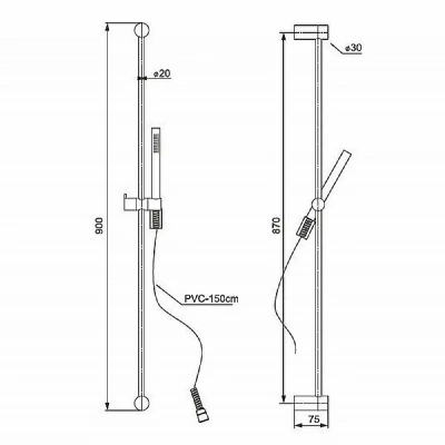 Душевой гарнитур PAINI Ancona ANCR121L9 черный/карбон