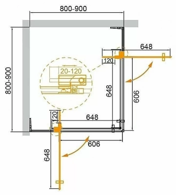 Душевой уголок Cezares Slider A-2-80/90 черный тонированный