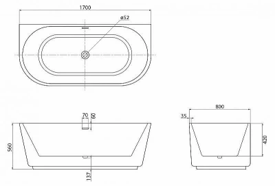 Ванна акриловая BelBagno BB108 170х80