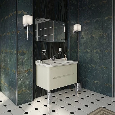 Тумба с раковиной Kerasan Waldorf 925530 Vaniglia matt 100 ваниль с 1 отверстием/заглушка хром