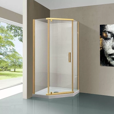 Душевой уголок Vincea Stresa VSP-1S900CLG 90x90 стекло прозрачное/профиль брашированное золото