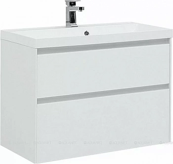 Тумба с раковиной Aquanet Гласс 196960 90 белый