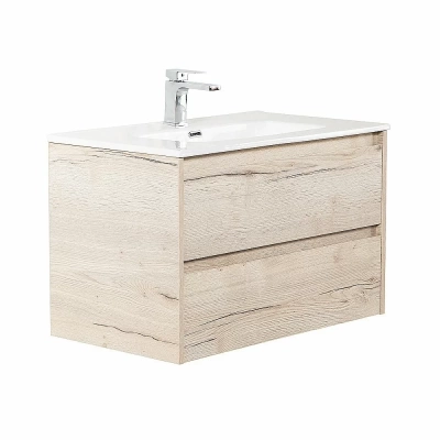 Тумба с раковиной BelBagno KRAFT 80 белый дуб галифакс/раковина стеклянная матовая