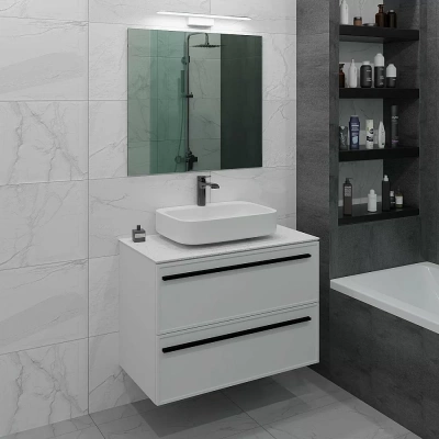 Тумба с раковиной LA FENICE Elba Bianco TWIN 80 белая/столешница белая