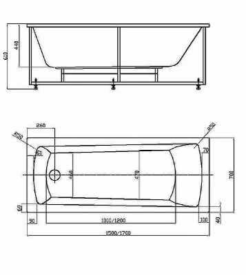 Ванна Aquatek Либра New 170x70 LIB170N-0000001 белая