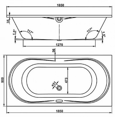 Ванна акриловая Vagnerplast Briana 185x90