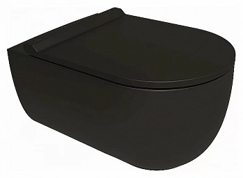 Унитаз подвесной Bien Vokha MDKA052N1VP1B7000 черный матовый, с крышкой микролифт, безободковый