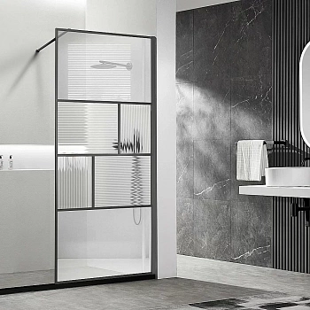 Душевое ограждение Vincea Walk-In 100 VSW-1HC100CFGM стекло прозрачное-рифленое/профиль вороненая сталь