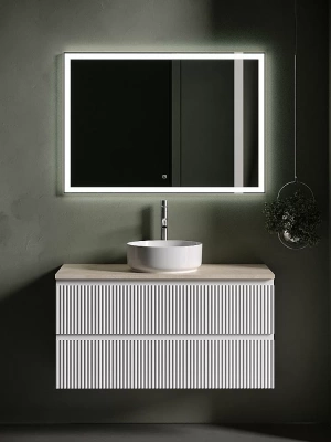 Тумба с раковиной Sancos SNOB R 100 со столешницей, белая матовый