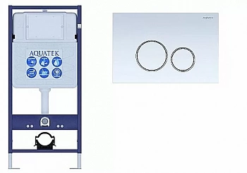 Инсталляция для унитаза Aquatek Standart INS-0000012 с кнопкой KDI-0000015 белая/хром