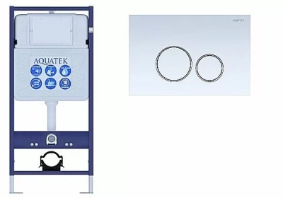 Инсталляция для унитаза Aquatek Standart INS-0000012 с кнопкой KDI-0000015 белая/хром