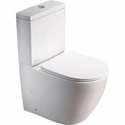 Унитаз напольный SantiLine SL-5016 безободковый, с бачком, с крышкой микролифт, белый