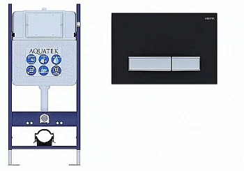 Инсталляция для унитаза Aquatek ECO Standart INS-0000014 с кнопкой KDI-0000031 черная матовая/никель