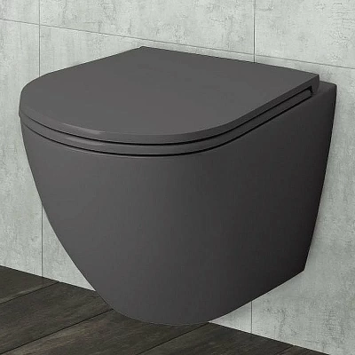 Унитаз подвесной Grossman Color GR-4455GMS безободковый, с крышкой микролифт, серый матовый