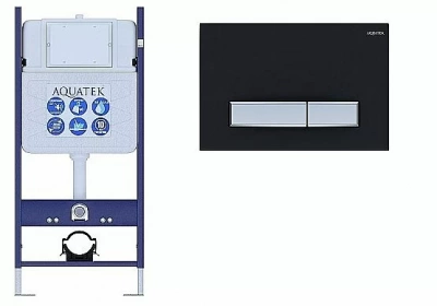 Инсталляция для унитаза Aquatek ECO Standart INS-0000014 с кнопкой KDI-0000031 черная матовая/никель
