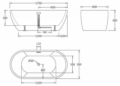 Ванна BelBagno BB70 170х80