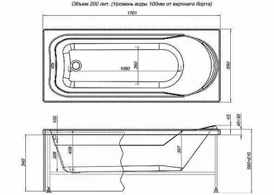 Ванна Aquanet West NEW с г/м Energy 170x70