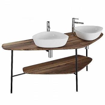Консоль c двумя раковинами Vitra PLURAL 160 черная/темный дуб