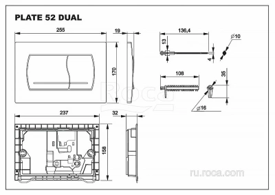 Кнопка для инсталляции Roca Active 52B 8901150B0