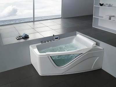 Ванна акриловая Gemy Glass Panel G9056 O 170х130 белая с гидромассажем