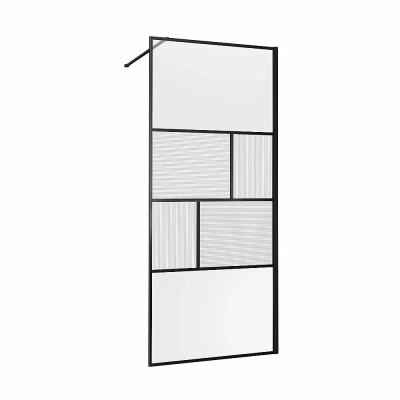 Душевое ограждение Vincea Walk-In 120 VSW-1HC120CFB стекло прозрачное-рифленое/профиль черный матовый