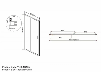 Душевая дверь Vincea GARDA VDS-1G 135 хром/прозрачное