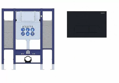 Инсталляция для унитаза Aquatek INS-0000015 с кнопкой KDI-0000017 черная матовая