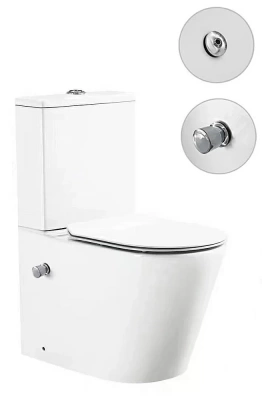 Унитаз напольный SantiLine SL-5014SM-BD безободковый, с бачком, с крышкой микролифт, белый