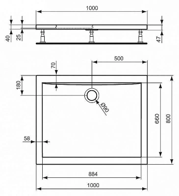 Душевой поддон Ideal Standard Ultra Flat K518001 100x80