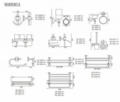 Двойной полотенцедержатель ART&MAX BOHEMIA AM-E-4248-Br бронза