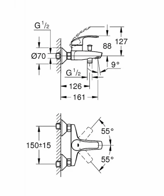 Набор смесителей для ванной Grohe Eurosmart 124446 хром