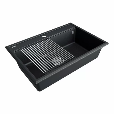 Кухонная мойка Paulmark STEPIA 80 + ролл-мат STEP PM117551-AN+R375-BS антрацит