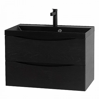 Тумба с раковиной Belbagno MARINO 80 дуб горький шоколад/черная раковина