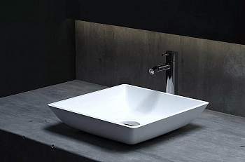 Раковина накладная Salini Callista 04 1101108G 38 из искусственного камня S-Sense, белая глянцевая