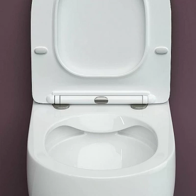 Унитаз подвесной Ceramica Nova PLAY CN3001_1001M_1000 безободковый, с крышкой микролифт, с инсталляцией и кнопкой матовый хром