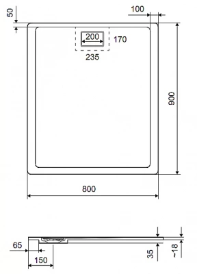 Душевой поддон Excellent Lavano 90x80 серый