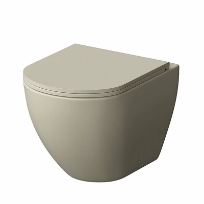 Унитаз подвесной Grossman Color GR-4455BEMS безободковый, с крышкой микролифт, бежевый матовый