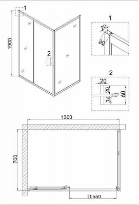 Душевой уголок Niagara Nova, NG-62-13A-A70, 130×70×195см, серебристый