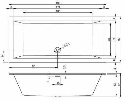 Акриловая ванна Riho Rething Cubic 190x90 B109001005 белая