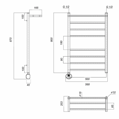 Полотенцесушитель электрический Domoterm Медея сп П8 500x800 E хром