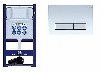 Инсталляция для унитаза Aquatek INS-0000016 с кнопкой KDI-0000022 белая/никель