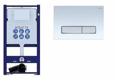 Инсталляция для унитаза Aquatek INS-0000016 с кнопкой KDI-0000022 белая/никель