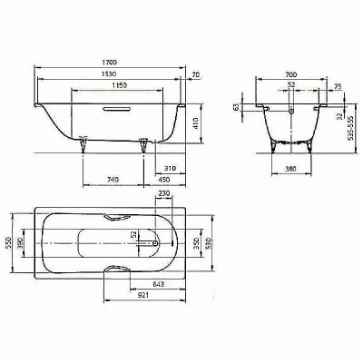 Ванна стальная Kaldewei Saniform Plus Star 335 170x70 133500013001 Easy-clean белый