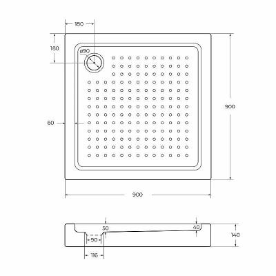 Душевой поддон Cezares Tray A-A 90x90 без сифона
