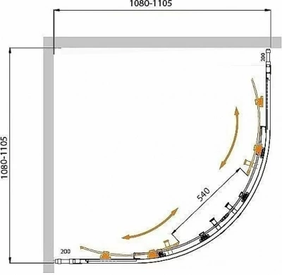Душевой уголок Cezares MOLVENO R-22-90+20 прозрачный 110x110