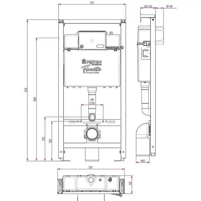 Унитаз с инсталляцией Pestan Fluenta Rimless SET40006661PW безободковый, с крышкой микролифт, кнопка белая
