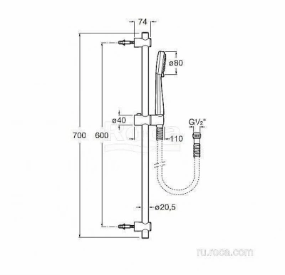 Душевая гарнитура Roca Stella 80/3F 5B1403C00
