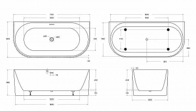 Ванна акриловая BelBagno BB713 170х80 белая матовая