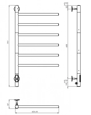 Полотенцесушитель электрический Vincea VTD-1S2CBE 43х80 черный