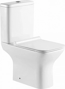 Унитаз-компакт Aquanet Rimless Cube 2-C CL-12288 с крышкой микролифт, с бачком, безободковый